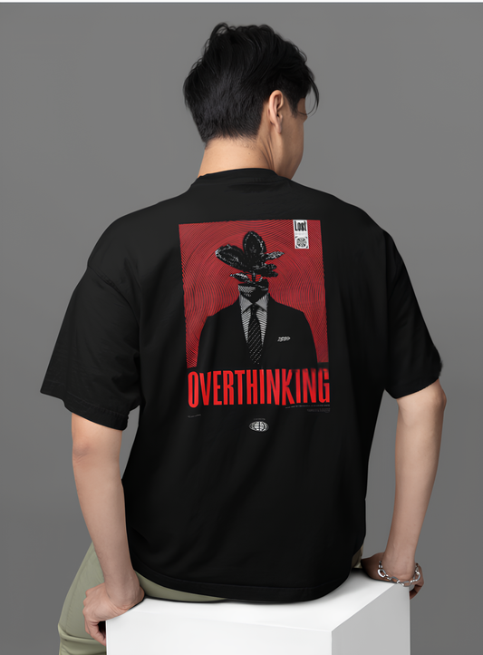 Ovethinking Black Colour Oversized T shirt